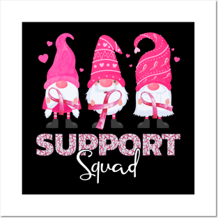 Cute Pink Gnomies Support Squad Breast Cancer Awareness Posters and Art